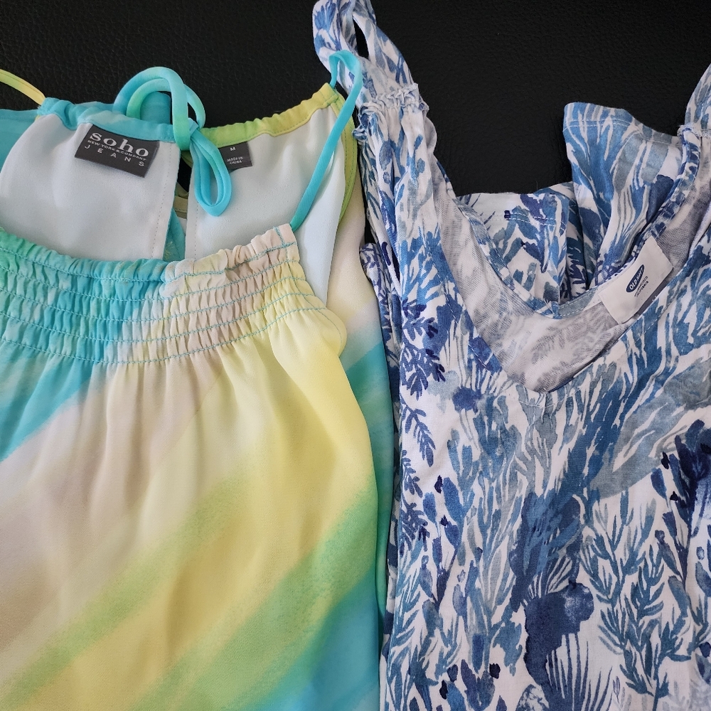 Set Of 2 Medium Size Colorful Tank Tops. New York And Company And Old Navy